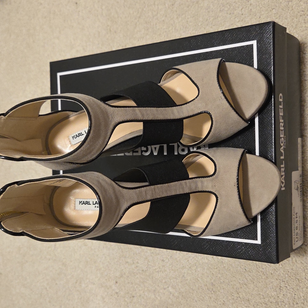 Karl Lagerfeld Rosalie Ankle Strap Block Heels